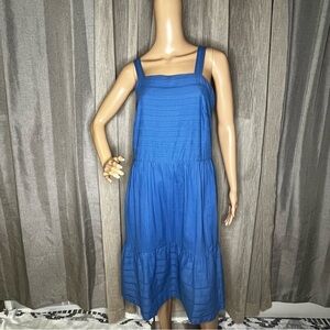 Able SAVITA APRON DRESS Blue Midi Dress Large